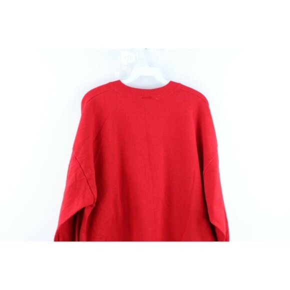 Vintage 90s Womens Large Santa Claus Christmas Nature Faded Sweatshirt Red USA - Picture 7 of 8